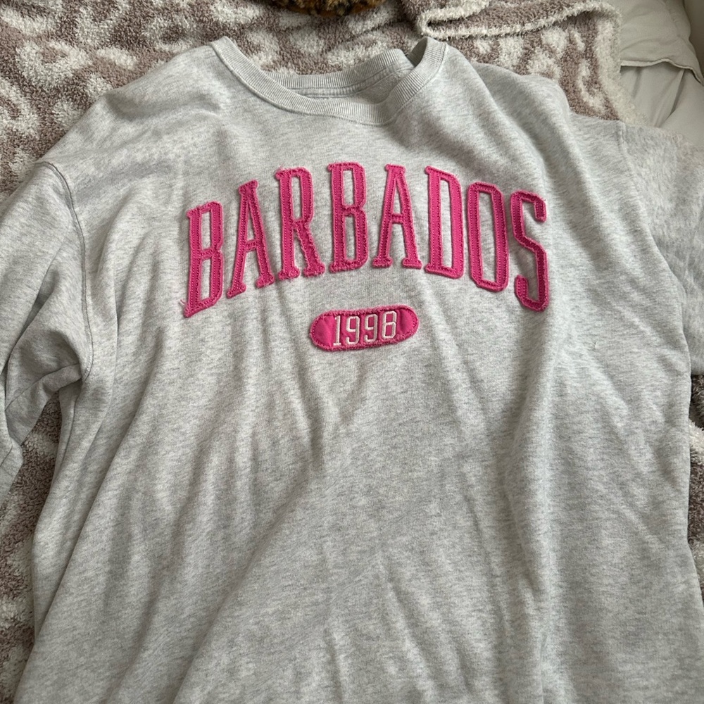 Hollister light grey & pink crewneck